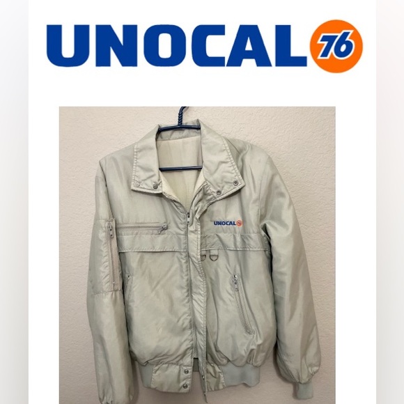 VINTAGE Unocal 76 Men’s Gas Station Jacket Sz. L, Light Green/Gray - Picture 1 of 10